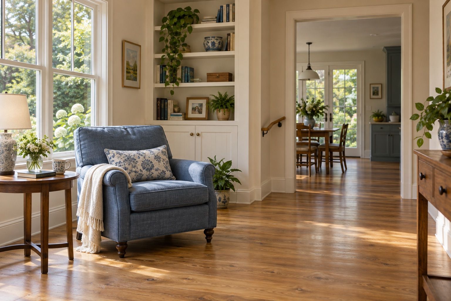 A familiar home with comfortable seating and clear walkways